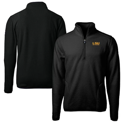Men's Cutter & Buck LSU Tigers Alumni Logo Cascade Eco Sherpa Fleece Quarter-Zip Pullover Jacket