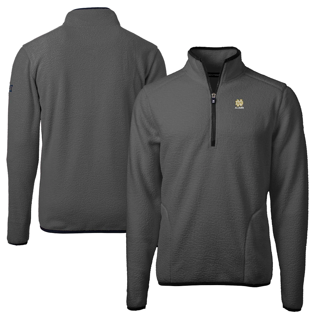 Men's Cutter & Buck Gray Notre Dame Fighting Irish Alumni Logo Cascade Eco Sherpa Fleece Quarter-Zip Pullover Jacket