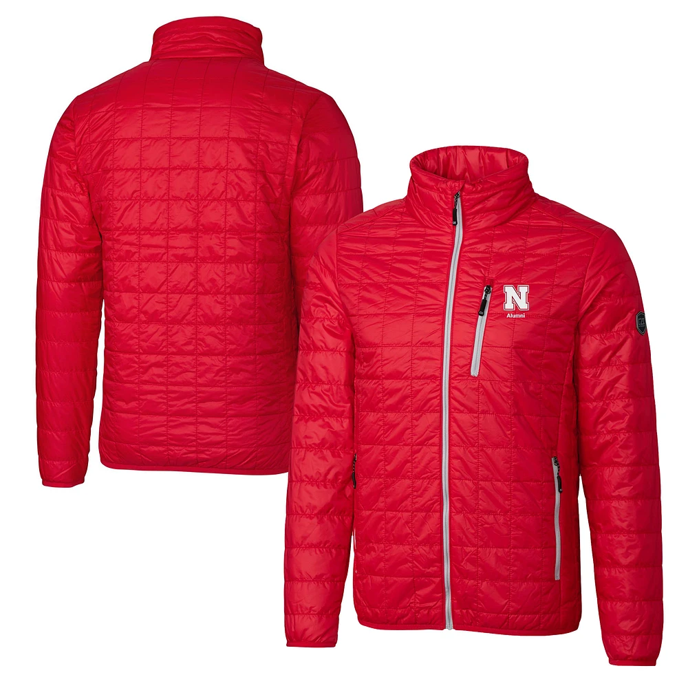 Men's Cutter & Buck Scarlet Nebraska Huskers Alumni Logo Rainier PrimaLoft Eco Insulated Full-Zip Puffer Vest