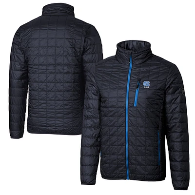 Men's Cutter & Buck Navy North Carolina Tar Heels Alumni Logo Rainier PrimaLoft Eco Insulated Full-Zip Puffer Vest