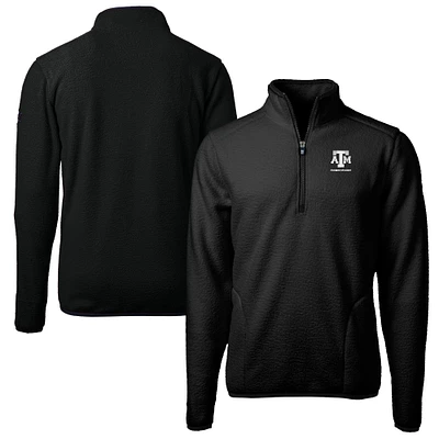 Men's Cutter & Buck Black Texas A&M Aggies Alumni Logo Cascade Eco Sherpa Fleece Quarter-Zip Pullover Jacket