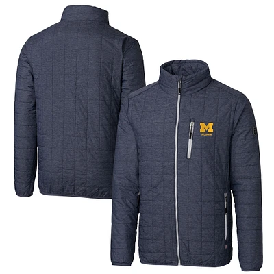 Men's Cutter & Buck Anthracite Michigan Wolverines Alumni Logo Rainier PrimaLoft Eco Insulated Full-Zip Puffer Vest