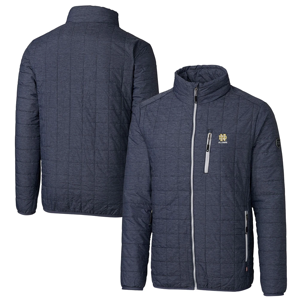 Men's Cutter & Buck Anthracite Notre Dame Fighting Irish Alumni Logo Rainier PrimaLoft Eco Insulated Full-Zip Puffer Vest