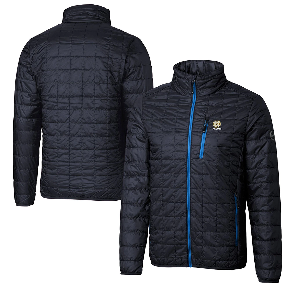 Men's Cutter & Buck Navy Notre Dame Fighting Irish Alumni Logo Rainier PrimaLoft Eco Insulated Full-Zip Puffer Vest