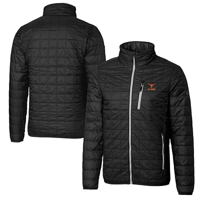 Men's Cutter & Buck Black Texas Longhorns Alumni Logo Rainier PrimaLoft Eco Insulated Full-Zip Puffer Vest