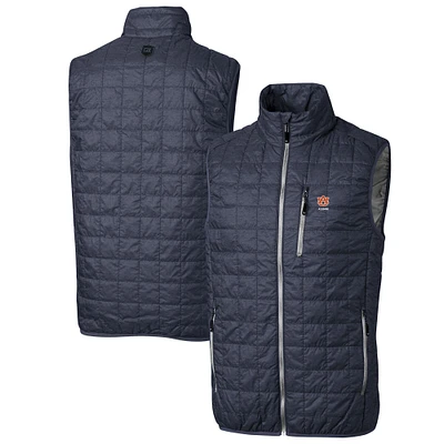 Men's Cutter & Buck Anthracite Auburn Tigers Rainier PrimaLoft Eco Insulated Full-Zip Puffer Vest
