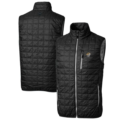 Men's Cutter & Buck Black Missouri Tigers Rainier PrimaLoft Eco Insulated Full-Zip Puffer Vest