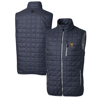 Men's Cutter & Buck Anthracite West Virginia Mountaineers Alumni Logo Rainier PrimaLoft Eco Insulated Full-Zip Puffer Vest