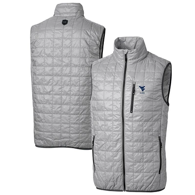 Men's Cutter & Buck Gray West Virginia Mountaineers Alumni Logo Rainier PrimaLoft Eco Insulated Full-Zip Puffer Vest