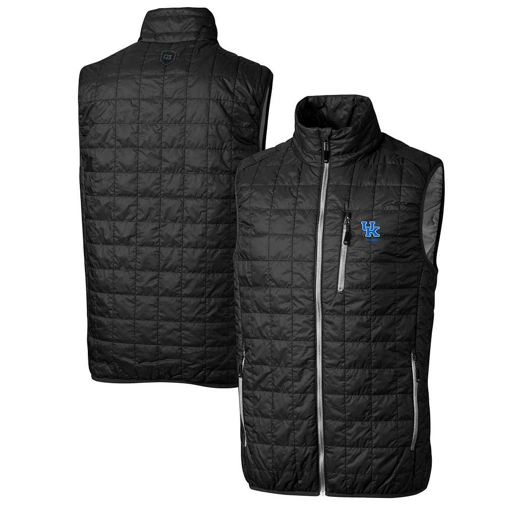 Men's Cutter & Buck Black Kentucky Wildcats Alumni Logo Rainier PrimaLoft Eco Insulated Full-Zip Puffer Vest
