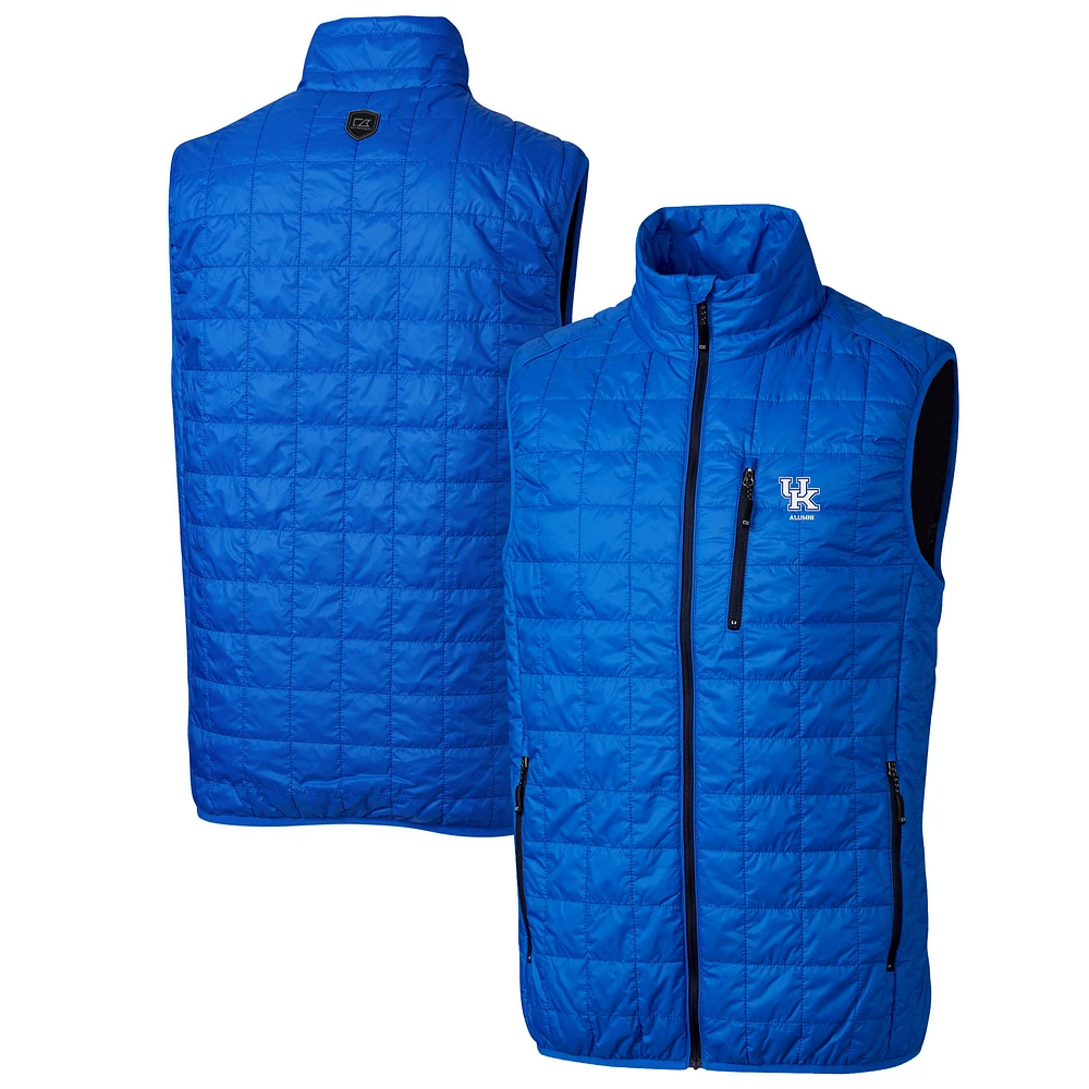 Men's Cutter & Buck Royal Kentucky Wildcats Alumni Logo Rainier PrimaLoft Eco Insulated Full-Zip Puffer Vest