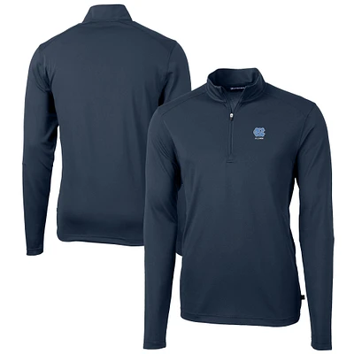 Men's Cutter & Buck Navy North Carolina Tar Heels Alumni Logo Virtue Eco Pique Recycled Quarter-Zip Pullover Top