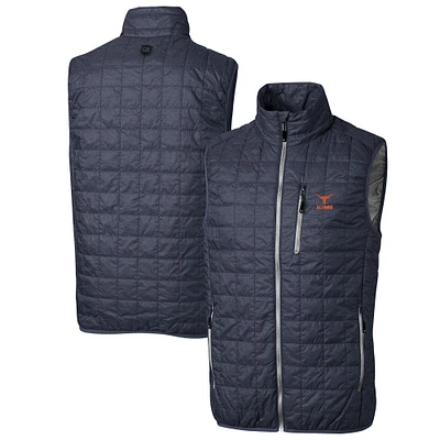 Men's Cutter & Buck Anthracite Texas Longhorns Alumni Logo Rainier PrimaLoft Eco Insulated Full-Zip Puffer Vest
