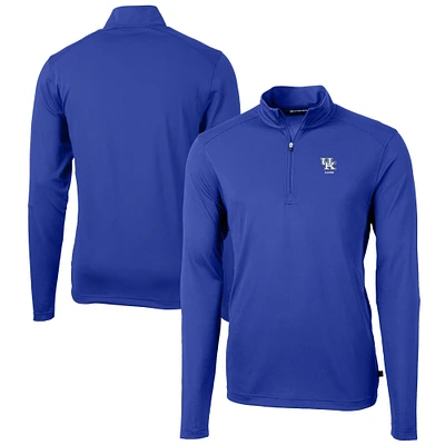 Men's Cutter & Buck Royal Kentucky Wildcats Alumni Logo Virtue Eco Pique Recycled Quarter-Zip Pullover Top