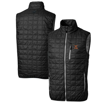 Men's Cutter & Buck Black Texas Longhorns Alumni Logo Rainier PrimaLoft Eco Insulated Full-Zip Puffer Vest