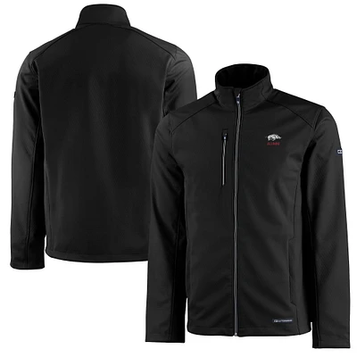 Men's Cutter & Buck Black Arkansas Razorbacks Alumni Logo Evoke Eco Softshell Recycled Full-Zip Jacket