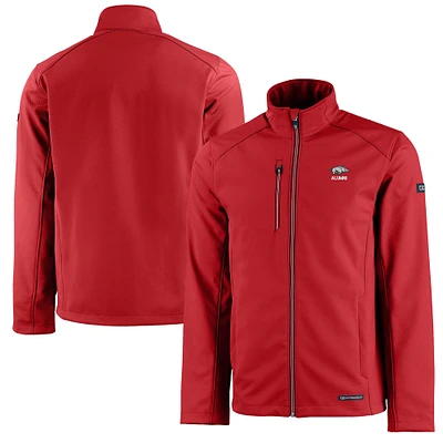 Men's Cutter & Buck Cardinal Arkansas Razorbacks Alumni Logo Evoke Eco Softshell Recycled Full-Zip Jacket