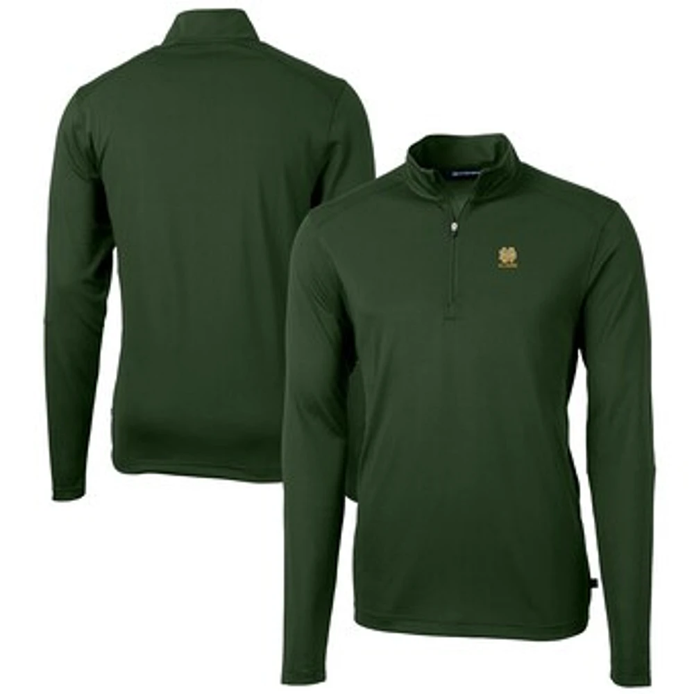 Men's Cutter & Buck Notre Dame Fighting Irish Alumni Logo Virtue Eco Pique Recycled Quarter-Zip Pullover Top