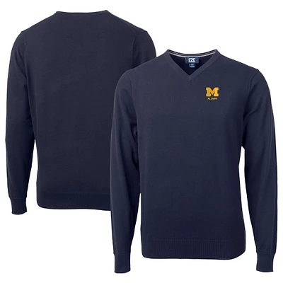 Men's Cutter & Buck Navy Michigan Wolverines Alumni Logo Lakemont Tri-Blend V-Neck Pullover Sweater