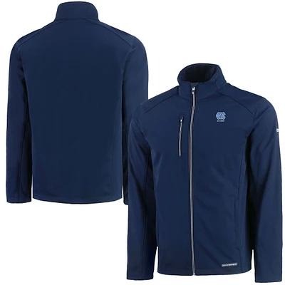 Men's Cutter & Buck Navy North Carolina Tar Heels Alumni Logo Evoke Eco Softshell Recycled Full-Zip Jacket