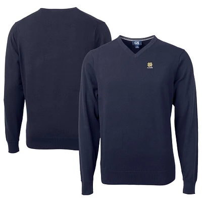 Men's Cutter & Buck Navy Notre Dame Fighting Irish Alumni Logo Lakemont Tri-Blend V-Neck Pullover Sweater