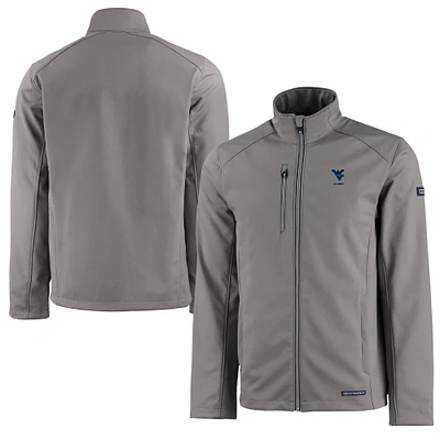 Men's Cutter & Buck Gray West Virginia Mountaineers Alumni Logo Evoke Eco Softshell Recycled Full-Zip Jacket
