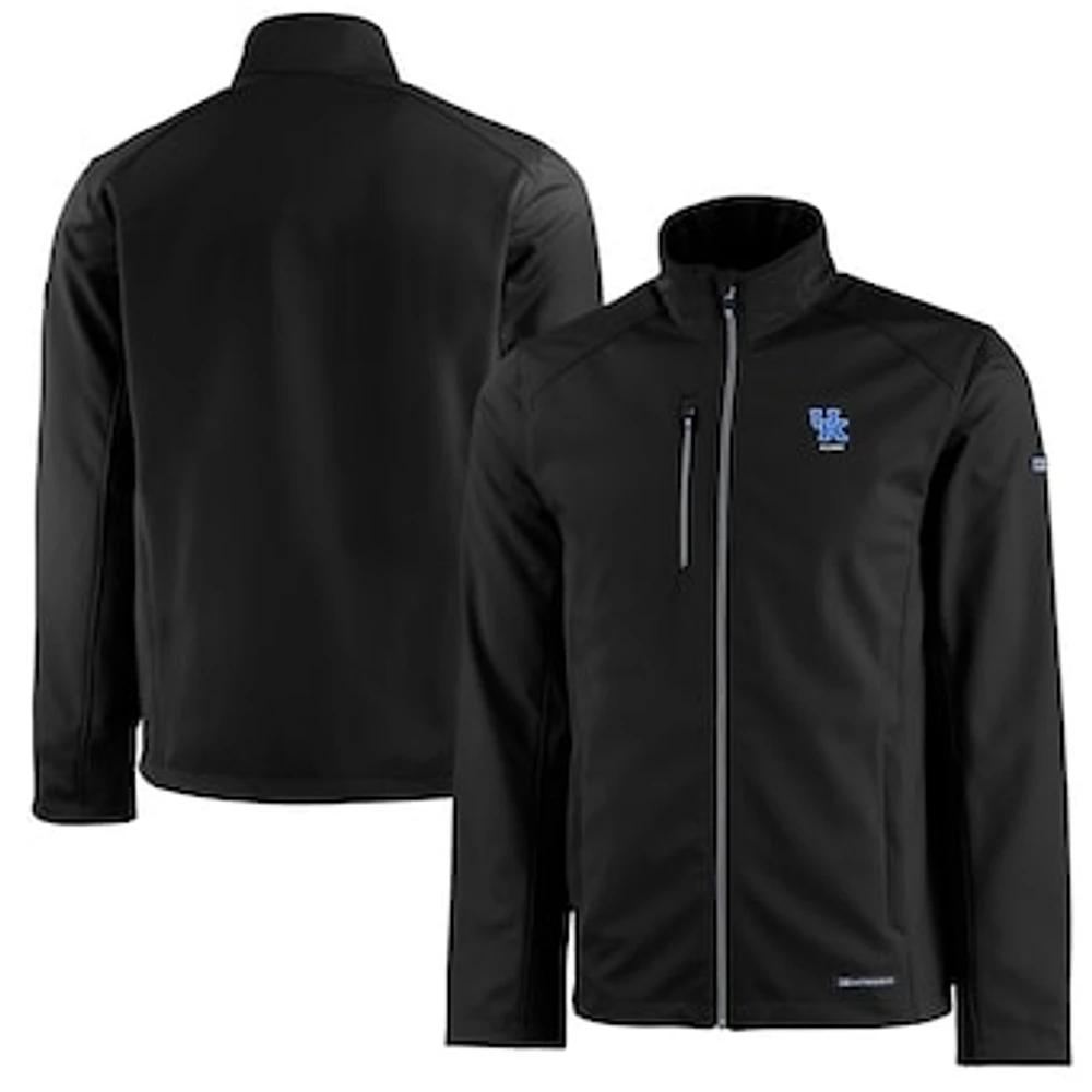 Men's Cutter & Buck Black Kentucky Wildcats Alumni Logo Evoke Eco Softshell Recycled Full-Zip Jacket