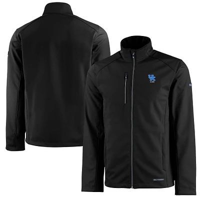 Men's Cutter & Buck Black Kentucky Wildcats Alumni Logo Evoke Eco Softshell Recycled Full-Zip Jacket
