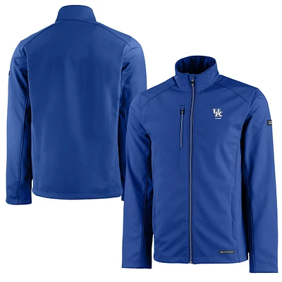 Men's Cutter & Buck Royal Kentucky Wildcats Alumni Logo Evoke Eco Softshell Recycled Full-Zip Jacket