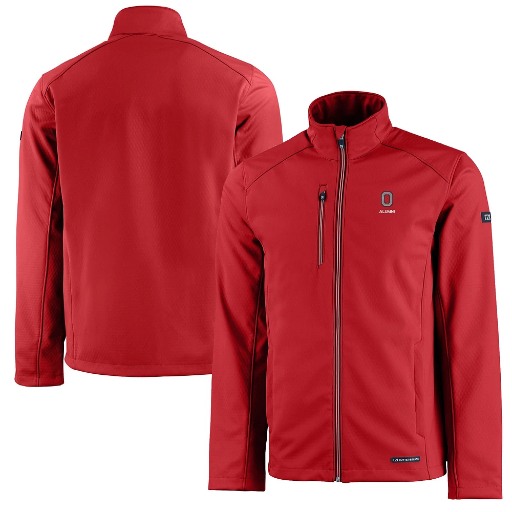 Men's Cutter & Buck Ohio State Buckeyes Alumni Logo Evoke Eco Softshell Recycled Full-Zip Jacket