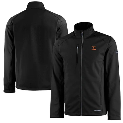 Men's Cutter & Buck Black Texas Longhorns Alumni Logo Evoke Eco Softshell Recycled Full-Zip Jacket