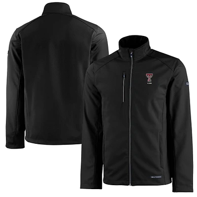 Men's Cutter & Buck Black Texas Tech Red Raiders Alumni Logo Evoke Eco Softshell Recycled Full-Zip Jacket