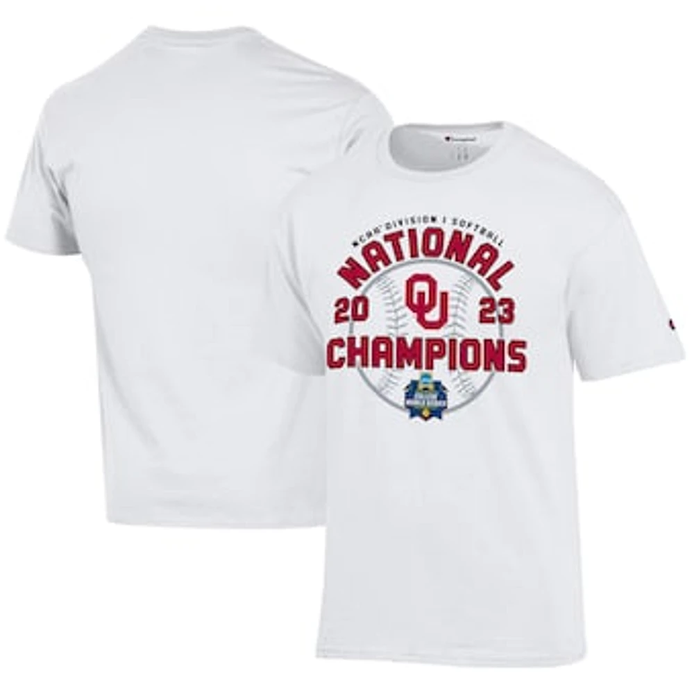 Unisex Champion White Oklahoma Sooners 2023 NCAA Softball Women's College World Series Champions Locker Room T-Shirt