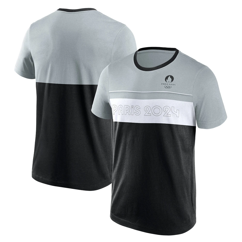 Men's Fanatics Black/Gray Paris 2024 Summer Olympics Edge Depth Outline Panel T-Shirt