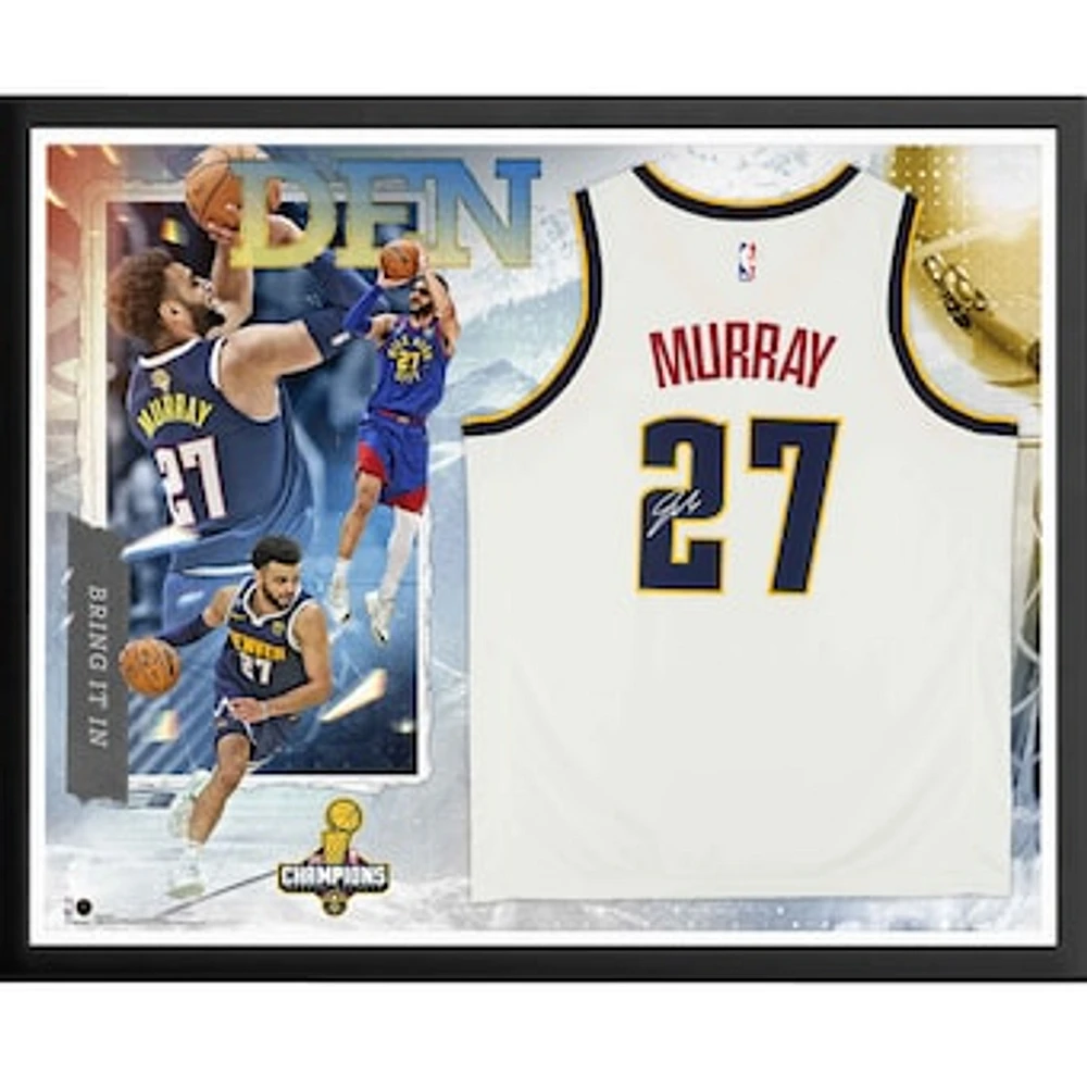 Jamal Murray Denver Nuggets Autographed 2023 NBA Finals Champions Framed White Nike Association Swingman Jersey Collage