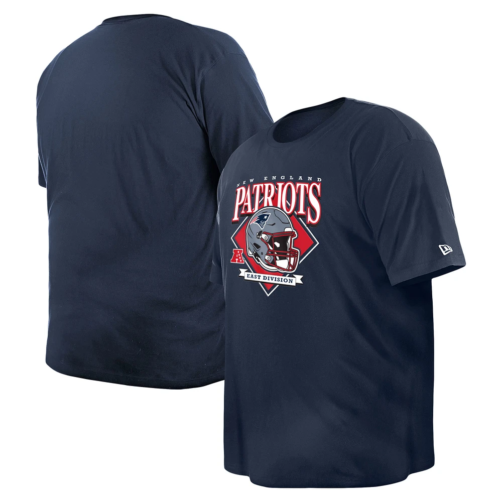 Men's New Era Navy England Patriots Big & Tall Helmet T-Shirt