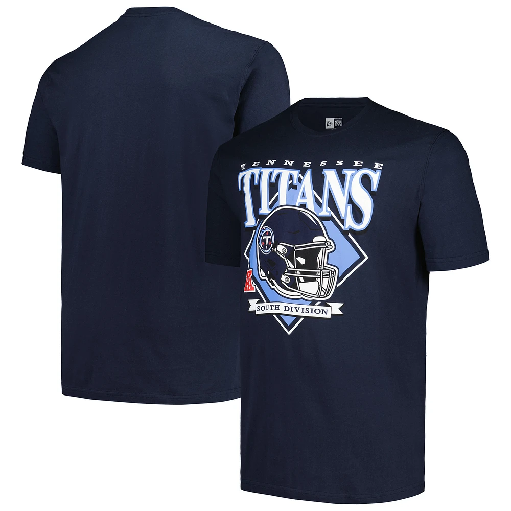 Men's New Era Navy Tennessee Titans Big & Tall Helmet T-Shirt