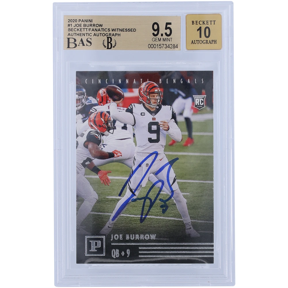 Joe Burrow Cincinnati Bengals Autographed 2020 Panini Chronicles #PA-1 Beckett Fanatics Witnessed Authenticated 9.5/10 Rookie Card