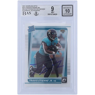 Travis Etienne Jacksonville Jaguars Autographed 2021 Panini Donruss Optic #214 Beckett Fanatics Witnessed Authenticated 9/10 Rookie Card