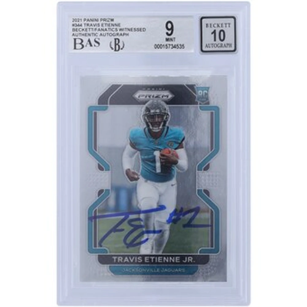 Travis Etienne Jacksonville Jaguars Autographed 2021 Panini Prizm #344 Beckett Fanatics Witnessed Authenticated 9/10 Rookie Card