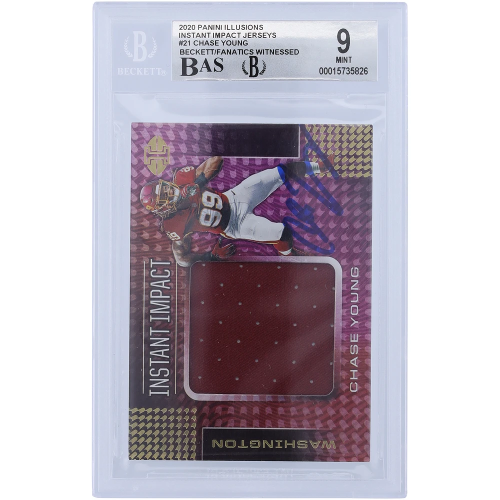 Chase Young Washington Commanders Autographed 2020 Panini Illusions Instant Impact Jerseys Relic #II21 Beckett Fanatics Witnessed Authenticated 9/10 Rookie Card