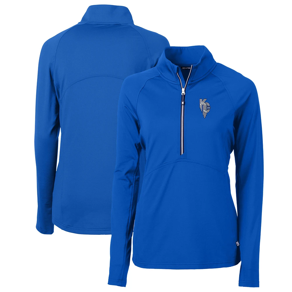 Women's Cutter & Buck Royal Kansas City Royals Connect Adapt Eco Knit Stretch Recycled Half-Zip Pullover Top