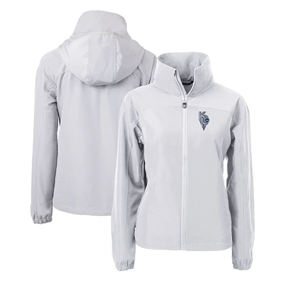 Women's Cutter & Buck Gray Kansas City Royals Connect Charter Eco Recycled Full-Zip Jacket