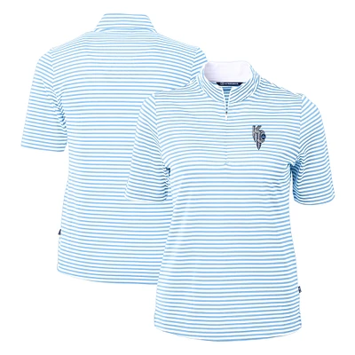 Women's Cutter & Buck Light Blue Kansas City Royals Connect DryTec Virtue Eco Pique Stripe Recycled Quarter-Zip Pullover Top
