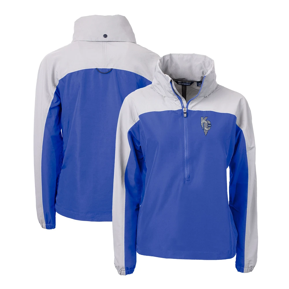 Women's Cutter & Buck Royal Kansas City Royals Connect Charter Eco Recycled Half-Zip Anorak Jacket
