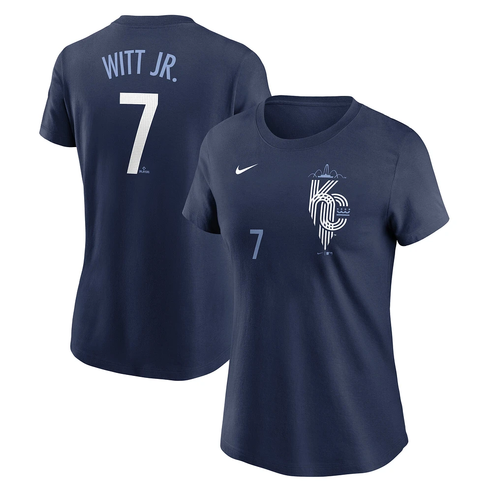 Women's Nike Bobby Witt Jr. Navy Kansas City Royals Connect Fuse Name & Number T-Shirt