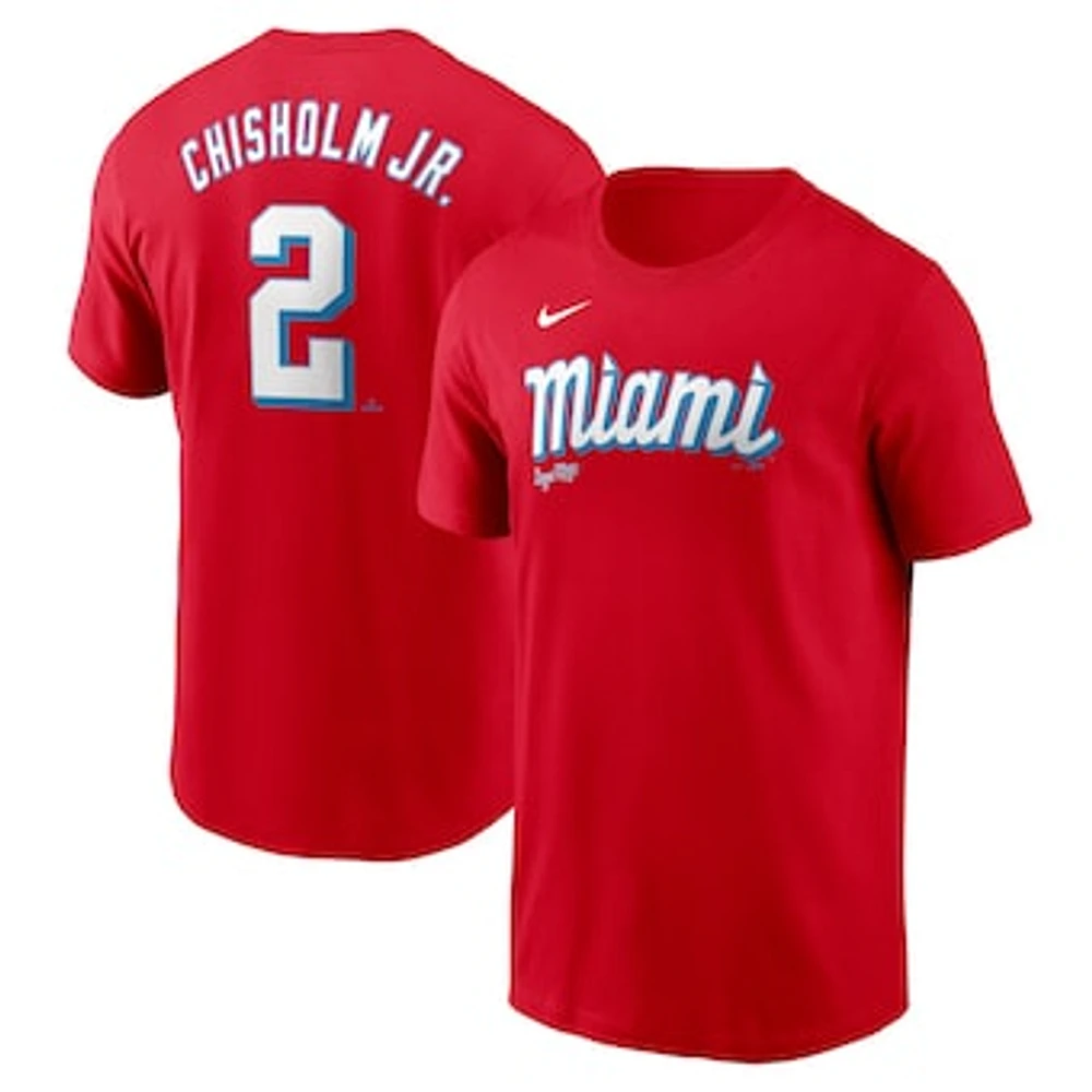 Men's Nike Jazz Chisholm Jr. Red Miami Marlins City Connect Fuse Name & Number T-Shirt