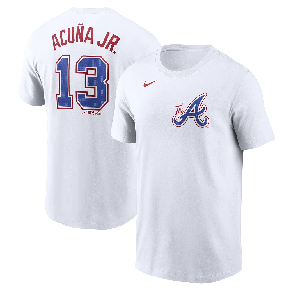 Men's Nike Ronald Acuña Jr. White Atlanta Braves City Connect Fuse Name & Number T-Shirt