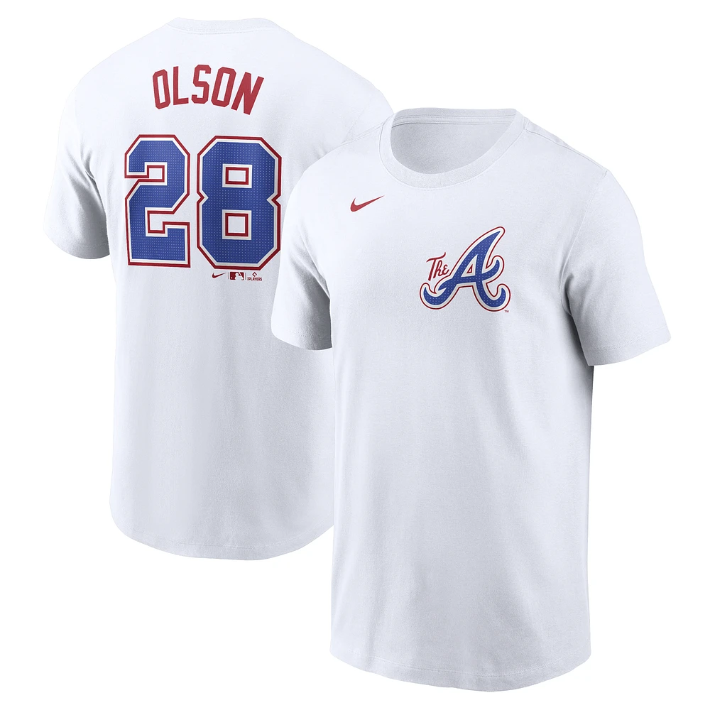 Men's Nike Matt Olson White Atlanta Braves City Connect Fuse Name & Number T-Shirt