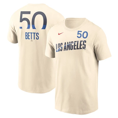 Men's Nike Mookie Betts Cream Los Angeles Dodgers 2024 City Connect Fuse Name & Number T-Shirt